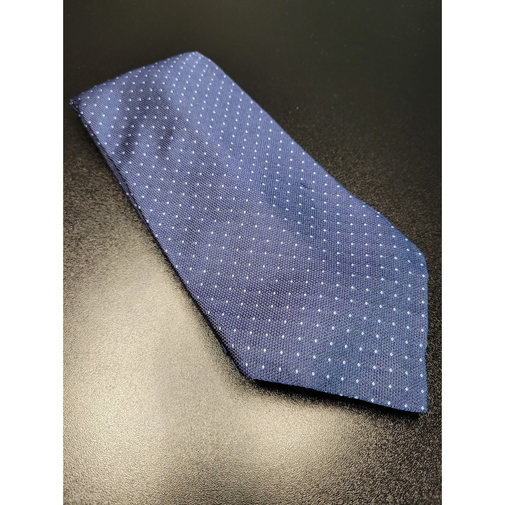 Lauren Ralph Lauren Men's Necktie Blue Micro-Dot Silk 3.5" x 57" Excellent